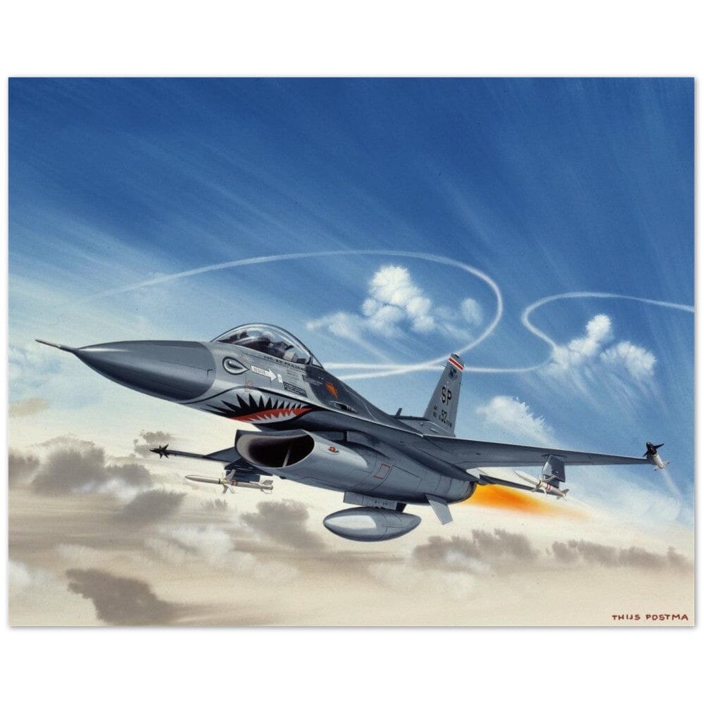Thijs Postma - Poster - General Dynamics F-16C USAF Speeding Poster Only TP Aviation Art 40x50 cm / 16x20″ 