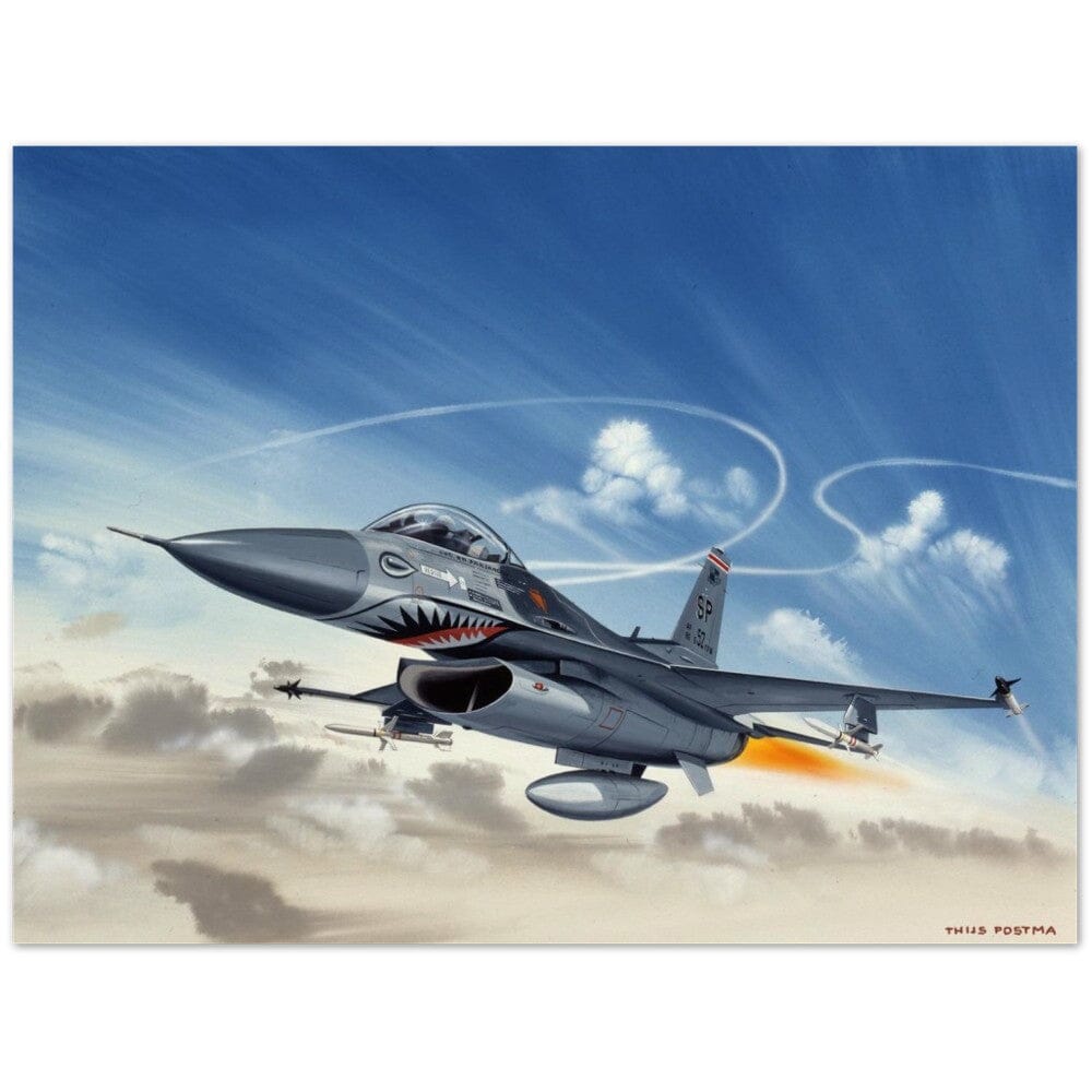 Thijs Postma - Poster - General Dynamics F-16C USAF Speeding Poster Only TP Aviation Art 45x60 cm / 18x24″ 