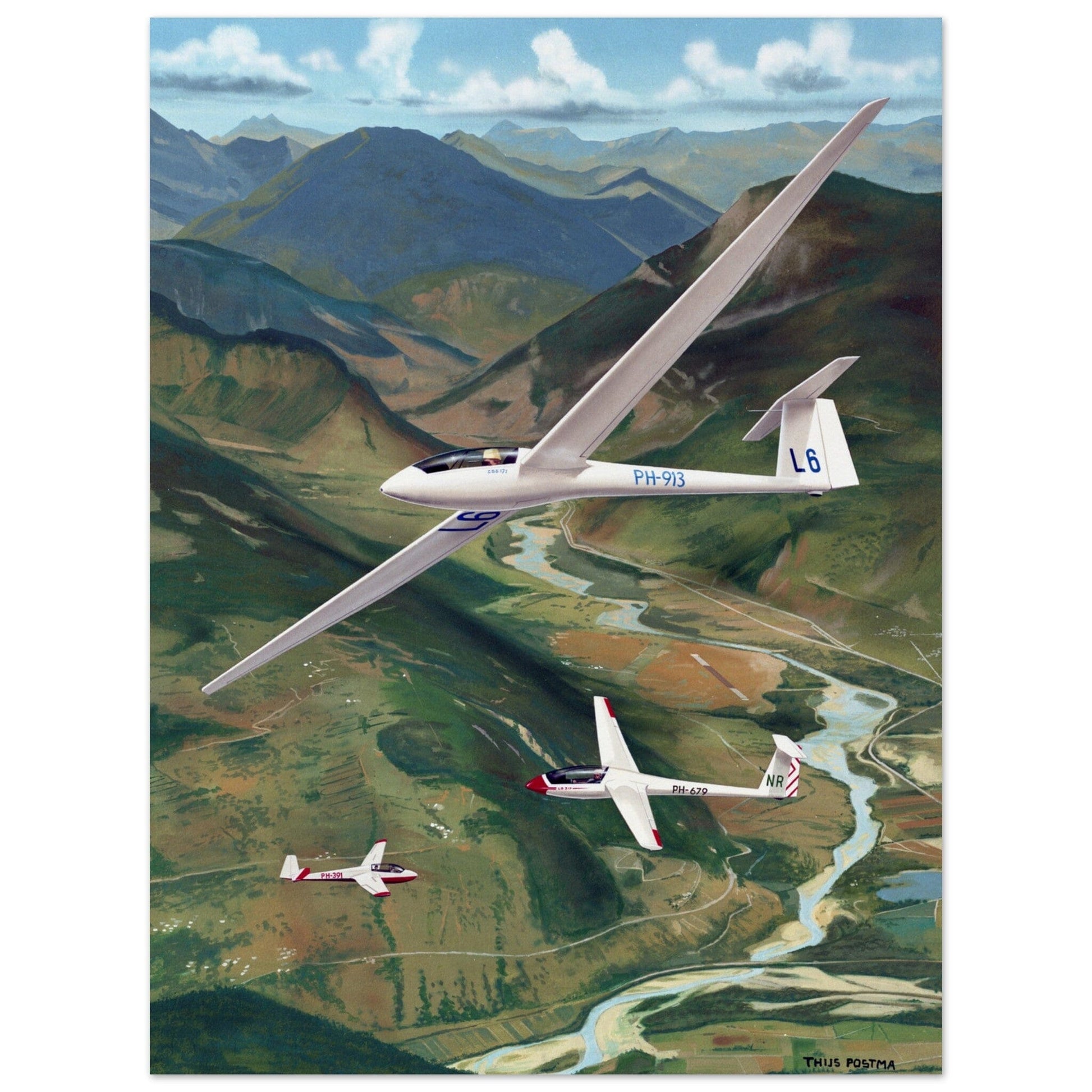 Thijs Postma - Poster - Gliders Over France Poster Only TP Aviation Art 45x60 cm / 18x24″ 