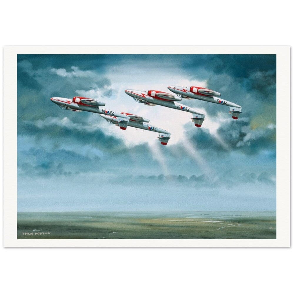 Thijs Postma - Poster - Gloster Meteor F Mk.8 Of The Four Diamonds Team Poster Only TP Aviation Art 70x100 cm / 28x40″ 