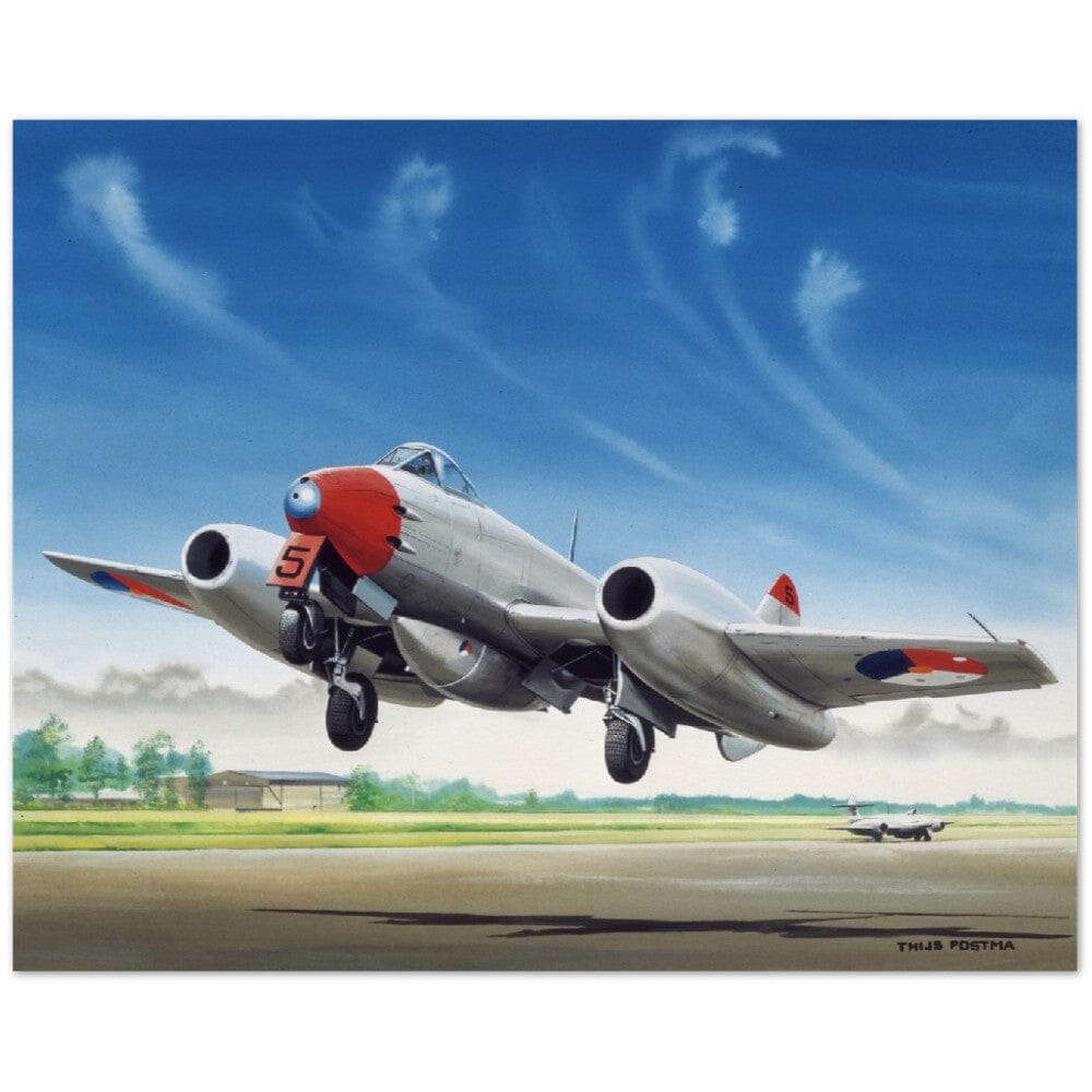 Thijs Postma - Poster - Gloster Meteor F.Mk.4 Taking Off Poster Only TP Aviation Art 40x50 cm / 16x20″ 