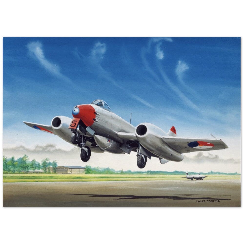 Thijs Postma - Poster - Gloster Meteor F.Mk.4 Taking Off Poster Only TP Aviation Art 50x70 cm / 20x28″ 