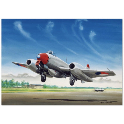 Thijs Postma - Poster - Gloster Meteor F.Mk.4 Taking Off Poster Only TP Aviation Art 50x70 cm / 20x28″ 