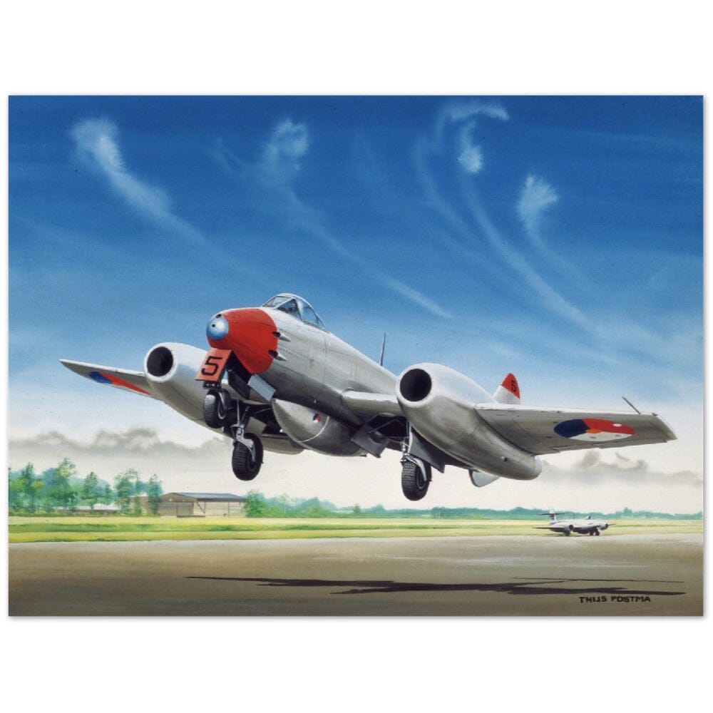 Thijs Postma - Poster - Gloster Meteor F.Mk.4 Taking Off Poster Only TP Aviation Art 60x80 cm / 24x32″ 