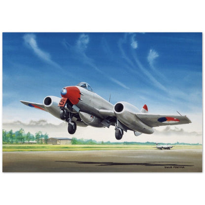 Thijs Postma - Poster - Gloster Meteor F.Mk.4 Taking Off Poster Only TP Aviation Art 70x100 cm / 28x40″ 