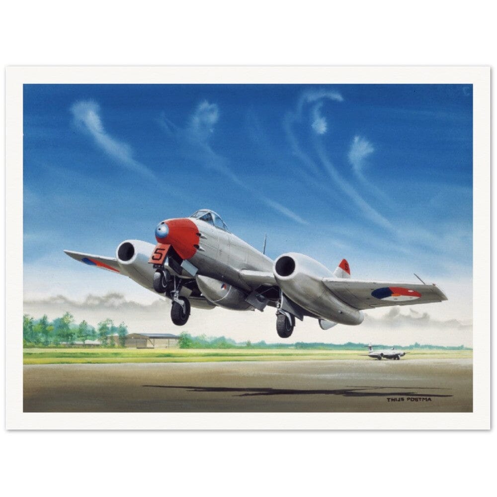 Thijs Postma - Poster - Gloster Meteor F.Mk.4 Taking Off Poster Only TP Aviation Art 75x100 cm / 30x40″ 