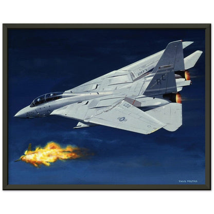 Thijs Postma - Poster - Grumman F-14 Tomcat Shooting Down A MiG-23 - Metal Frame Poster - Metal Frame TP Aviation Art 40x50 cm / 16x20″ Black 