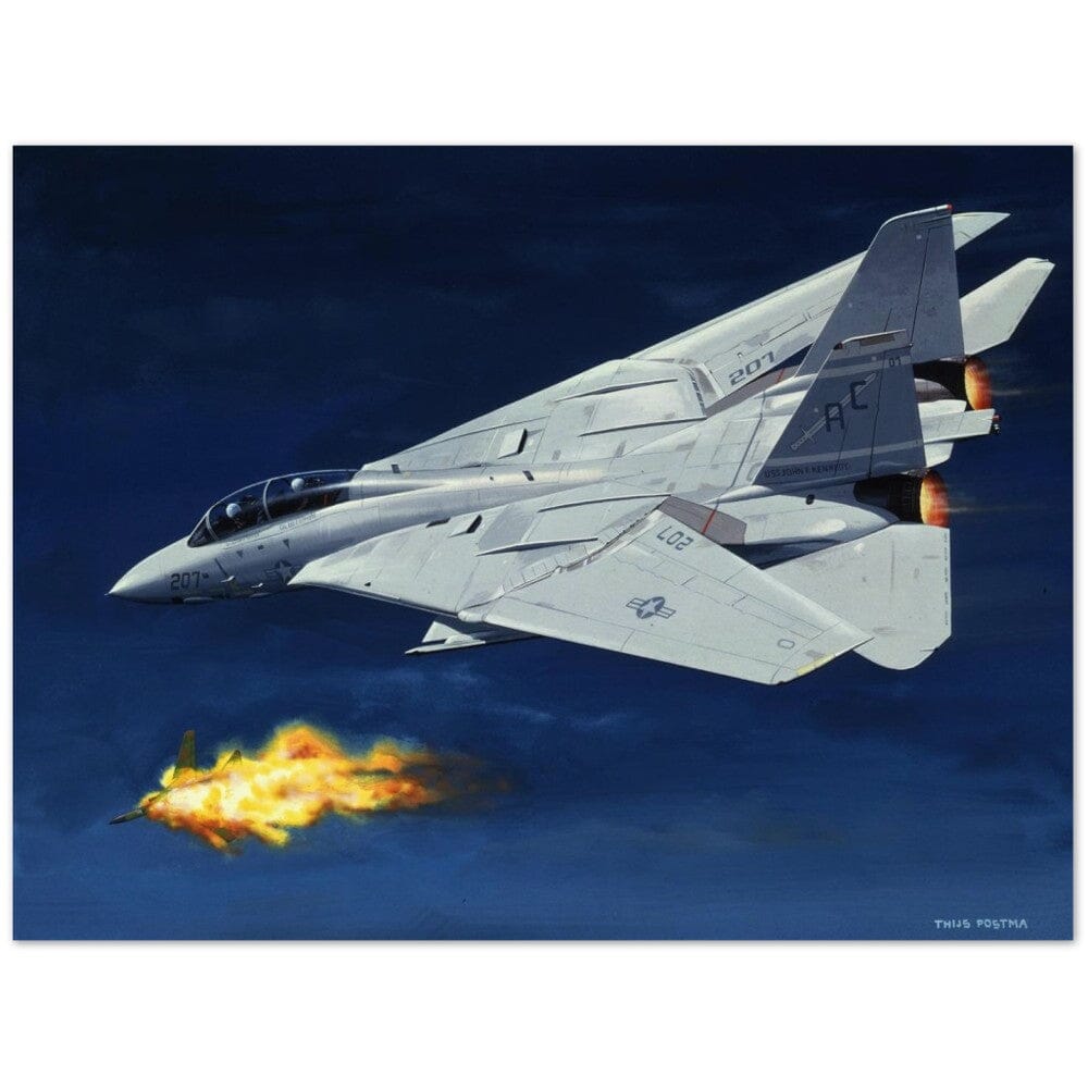 Thijs Postma - Poster - Grumman F-14 Tomcat Shooting Down A MiG-23 Poster Only TP Aviation Art 