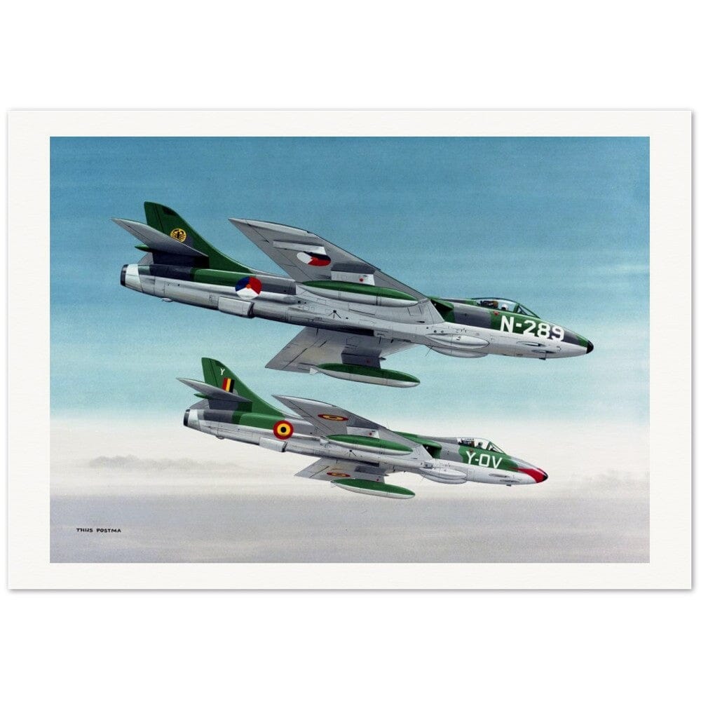 Thijs Postma - Poster - Hawker Hunter F-6 Dutch And Belgian Brothers Poster Only TP Aviation Art 
