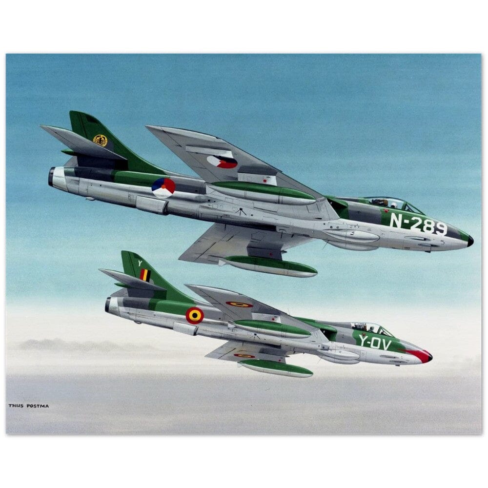 Thijs Postma - Poster - Hawker Hunter F-6 Dutch And Belgian Brothers Poster Only TP Aviation Art 40x50 cm / 16x20″ 