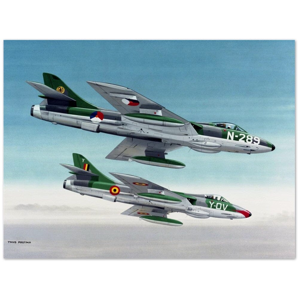 Thijs Postma - Poster - Hawker Hunter F-6 Dutch And Belgian Brothers Poster Only TP Aviation Art 45x60 cm / 18x24″ 