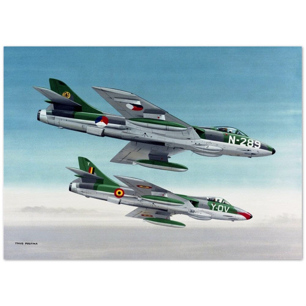 Thijs Postma - Poster - Hawker Hunter F-6 Dutch And Belgian Brothers Poster Only TP Aviation Art 50x70 cm / 20x28″ 