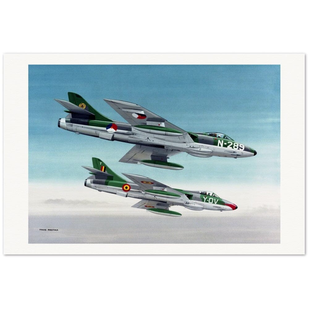Thijs Postma - Poster - Hawker Hunter F-6 Dutch And Belgian Brothers Poster Only TP Aviation Art 60x90 cm / 24x36″ 
