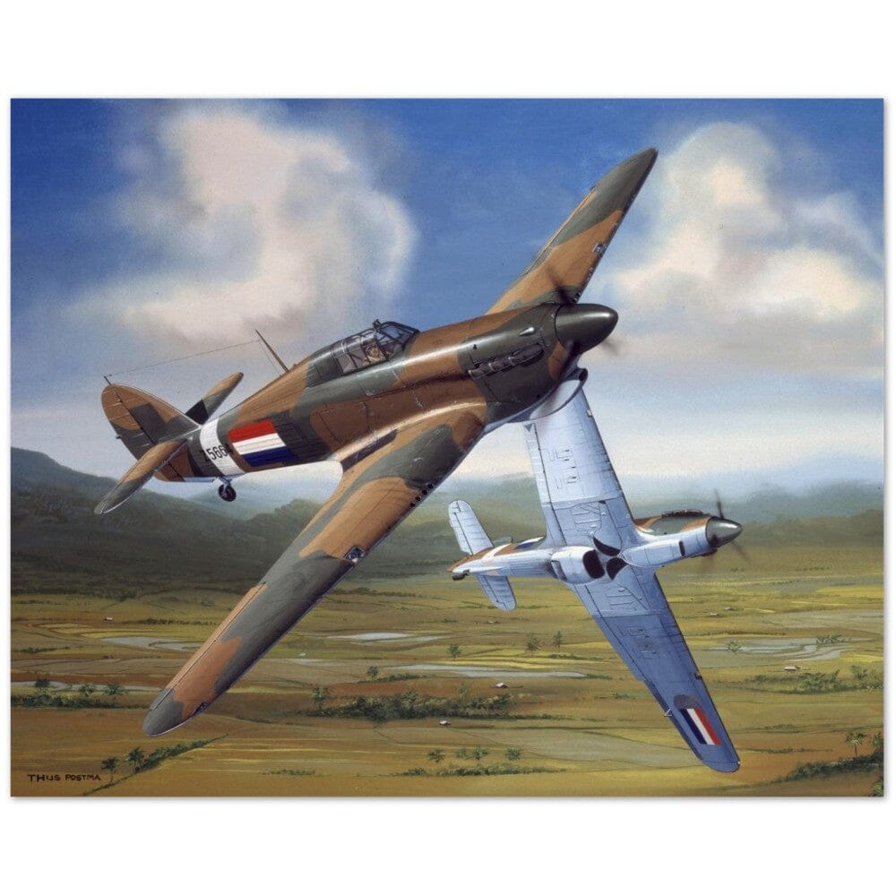 Thijs Postma - Poster - Hawker Hurricane Mk.IIBs Of The KNIL Protecting The Indies Poster Only TP Aviation Art 40x50 cm / 16x20″ 
