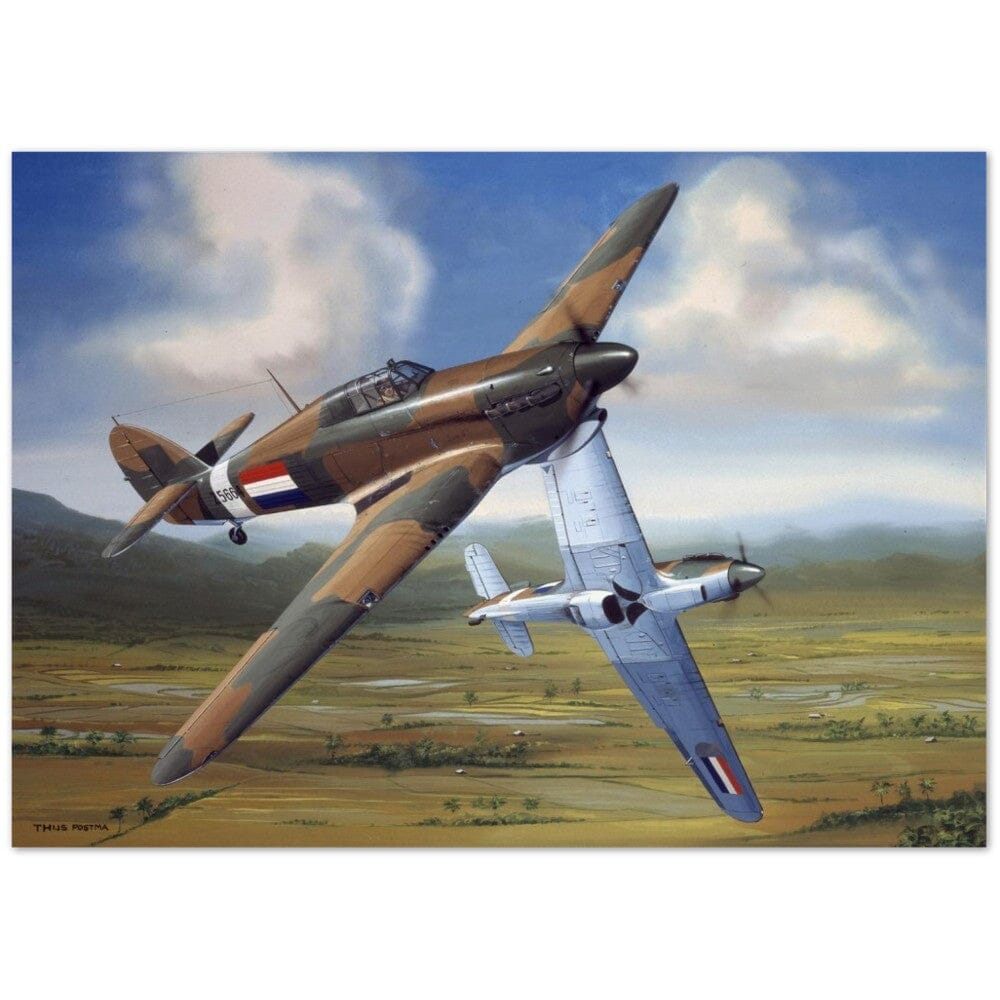 Thijs Postma - Poster - Hawker Hurricane Mk.IIBs Of The KNIL Protecting The Indies Poster Only TP Aviation Art 50x70 cm / 20x28″ 