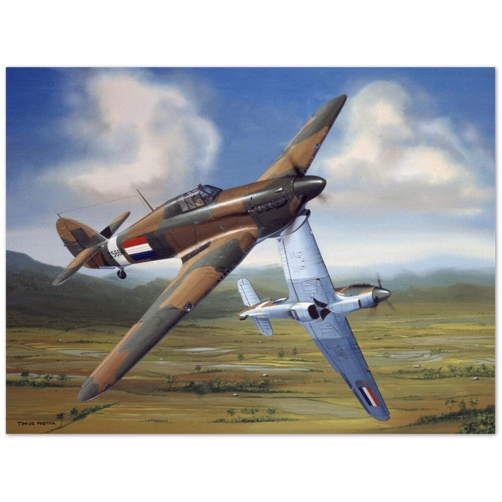 Thijs Postma - Poster - Hawker Hurricane Mk.IIBs Of The KNIL Protecting The Indies Poster Only TP Aviation Art 60x80 cm / 24x32″ 