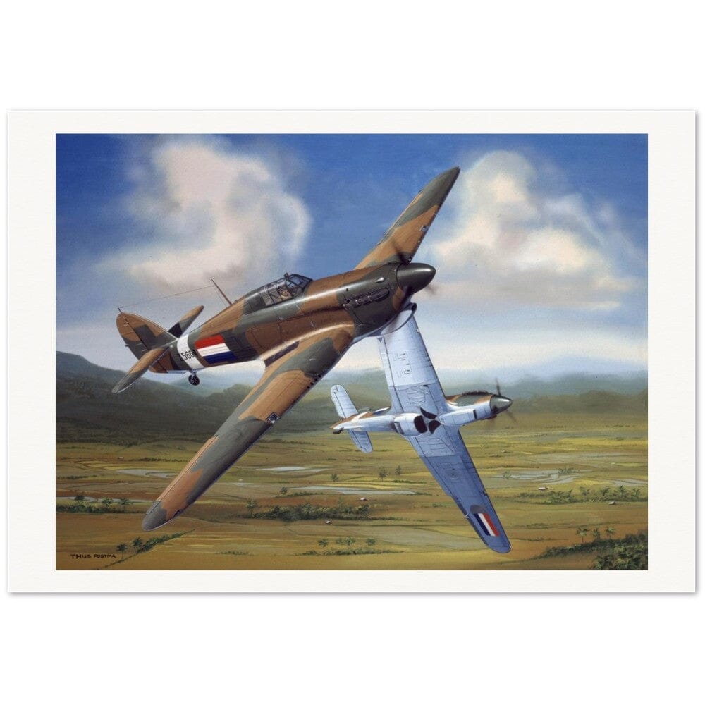 Thijs Postma - Poster - Hawker Hurricane Mk.IIBs Of The KNIL Protecting The Indies Poster Only TP Aviation Art 70x100 cm / 28x40″ 