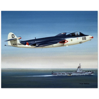 Thijs Postma - Poster - Hawker Sea Hawk FB.50 Passing The Karel Doorman Poster Only TP Aviation Art 40x50 cm / 16x20″ 