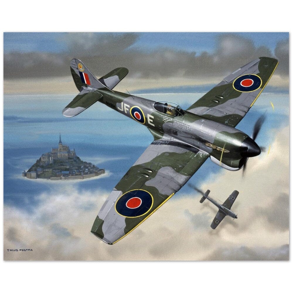 Thijs Postma - Poster - Hawker Tempest JF-E Downing A German Fighter Poster Only TP Aviation Art 40x50 cm / 16x20″ 