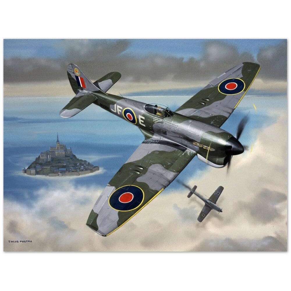 Thijs Postma - Poster - Hawker Tempest JF-E Downing A German Fighter Poster Only TP Aviation Art 45x60 cm / 18x24″ 