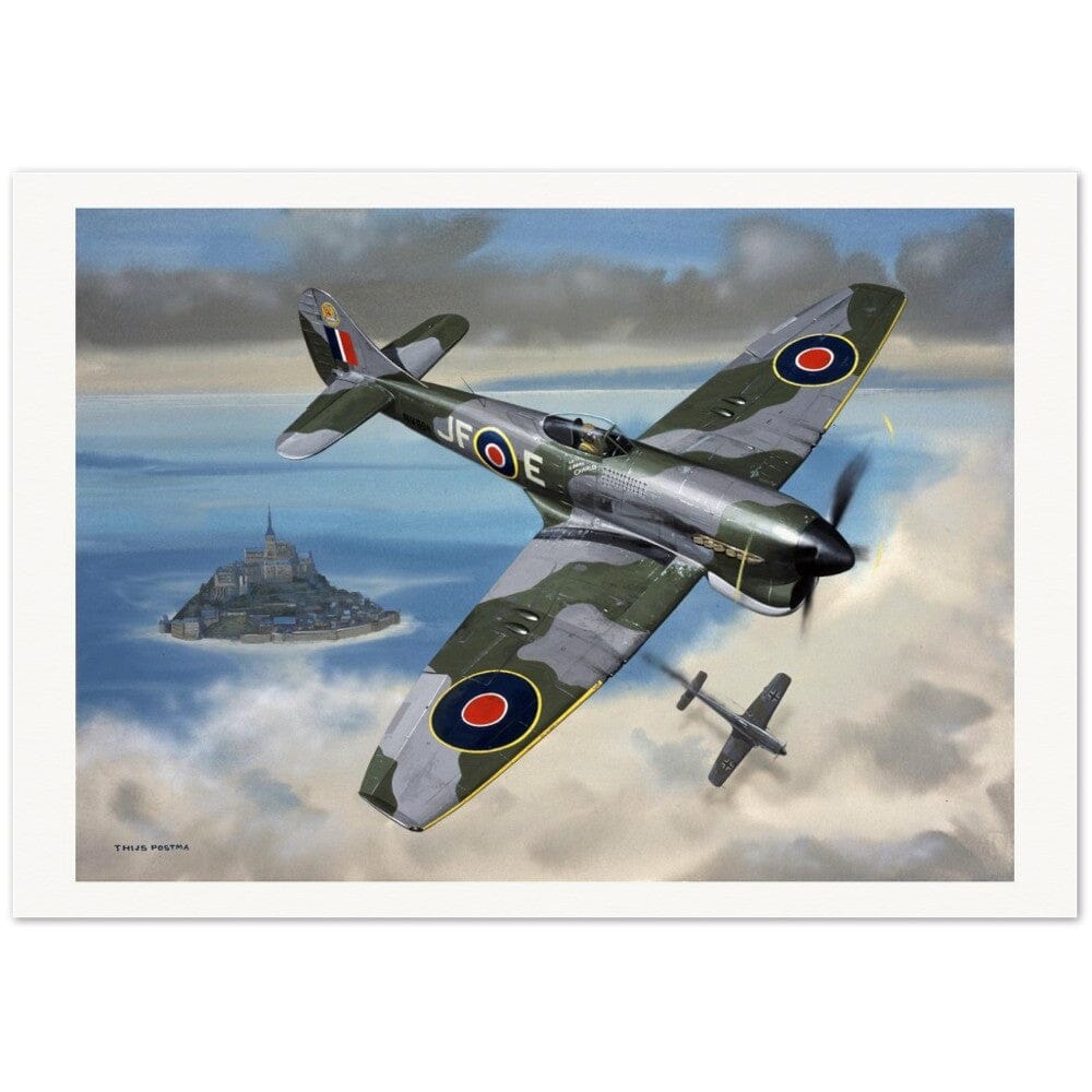 Thijs Postma - Poster - Hawker Tempest JF-E Downing A German Fighter Poster Only TP Aviation Art 70x100 cm / 28x40″ 