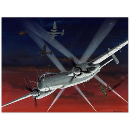 Thijs Postma - Poster - Heinkel He 219 Uhu Werner Streib Defending Dusseldorf Poster Only TP Aviation Art 45x60 cm / 18x24″ 