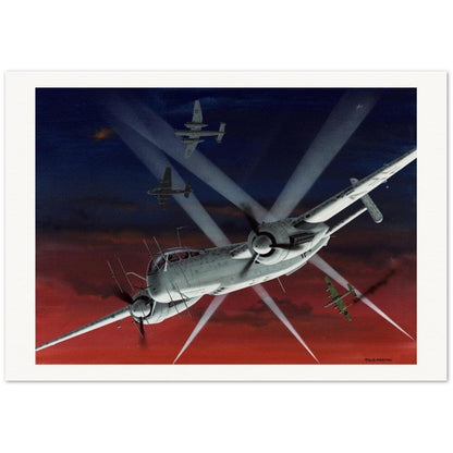 Thijs Postma - Poster - Heinkel He 219 Uhu Werner Streib Defending Dusseldorf Poster Only TP Aviation Art 70x100 cm / 28x40″ 