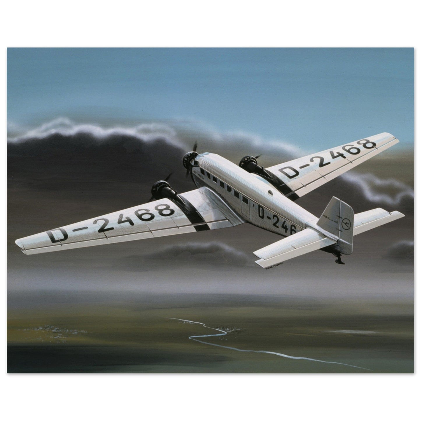 Thijs Postma - Poster - Junkers Ju 52/3m Lufthansa Poster Only TP Aviation Art 40x50 cm / 16x20″ 