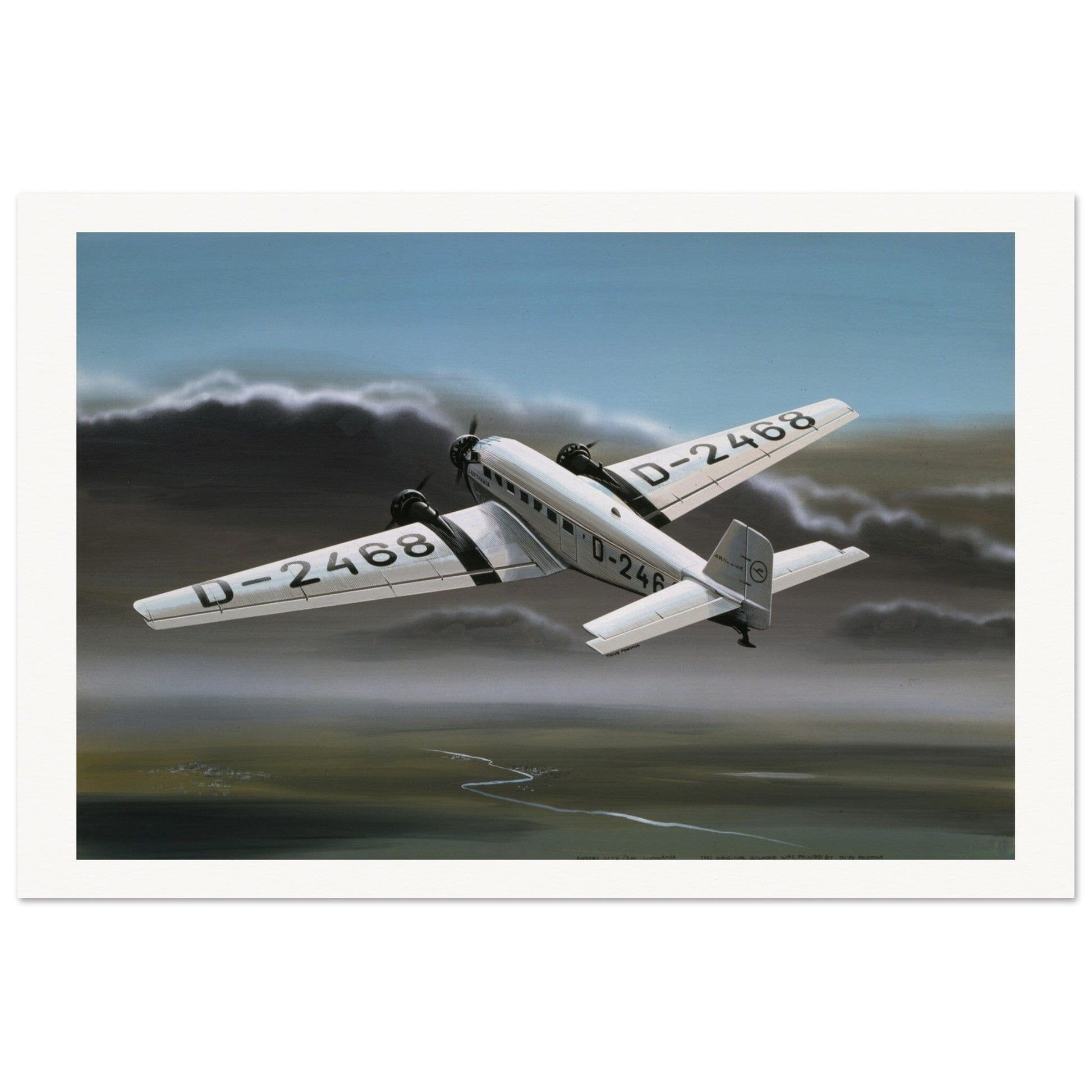 Thijs Postma - Poster - Junkers Ju 52/3m Lufthansa Poster Only TP Aviation Art 60x90 cm / 24x36″ 
