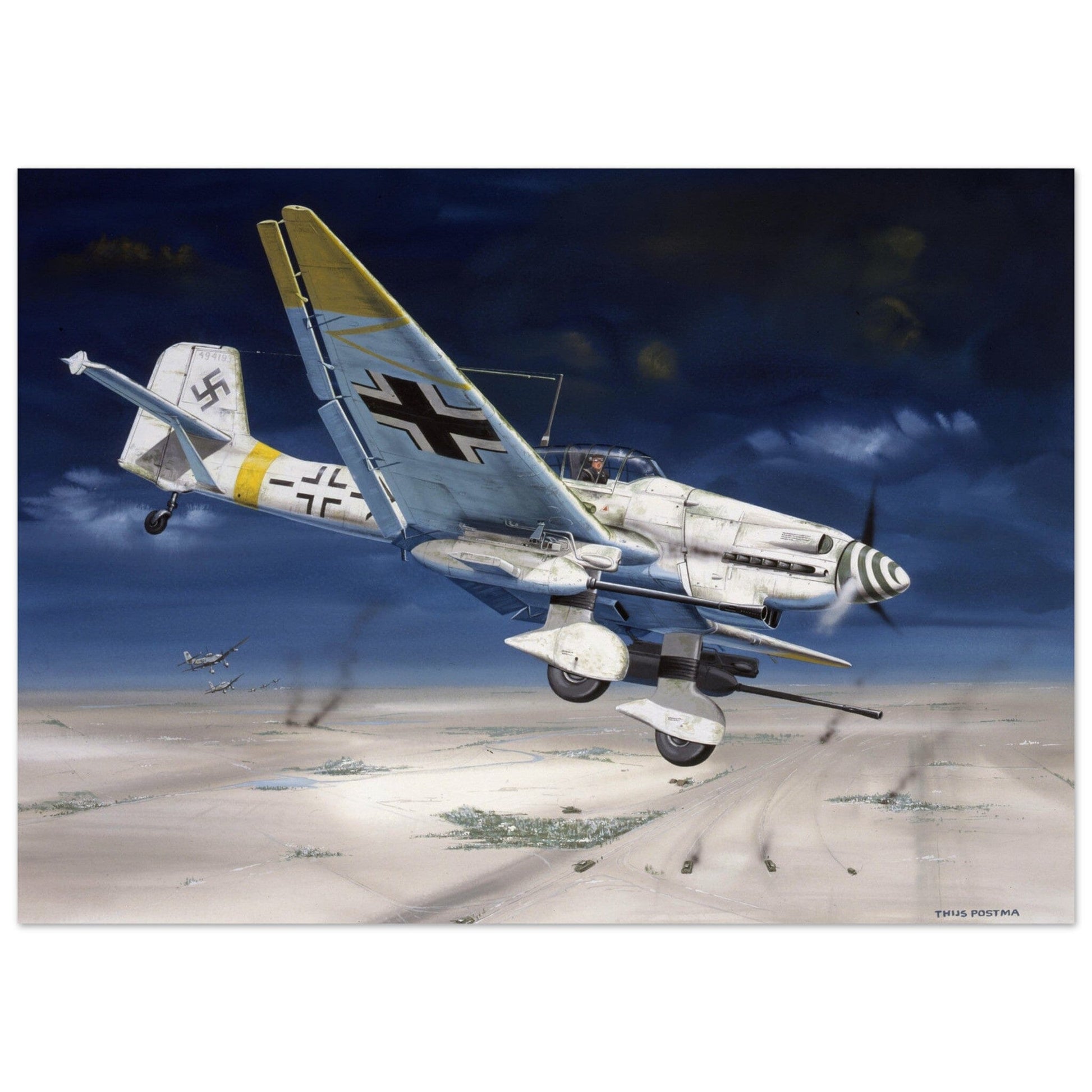 Thijs Postma - Poster - Junkers Ju 87G Stuka Hans-Ulrich Rudel Poster Only TP Aviation Art 50x70 cm / 20x28″ 