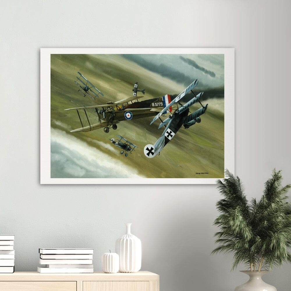 Thijs Postma - Poster - Koolhoven FK.8 On Fire Combating Fokker Dr.I’s Poster Only TP Aviation Art 