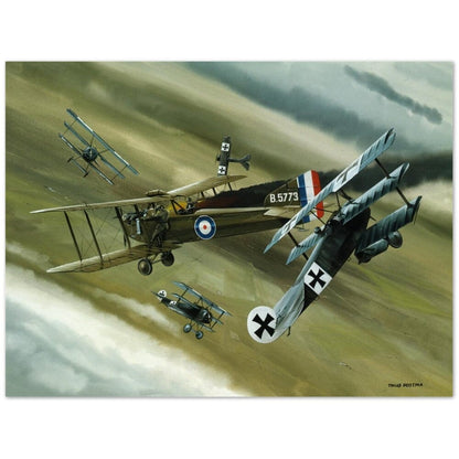Thijs Postma - Poster - Koolhoven FK.8 On Fire Combating Fokker Dr.I’s Poster Only TP Aviation Art 45x60 cm / 18x24″ 