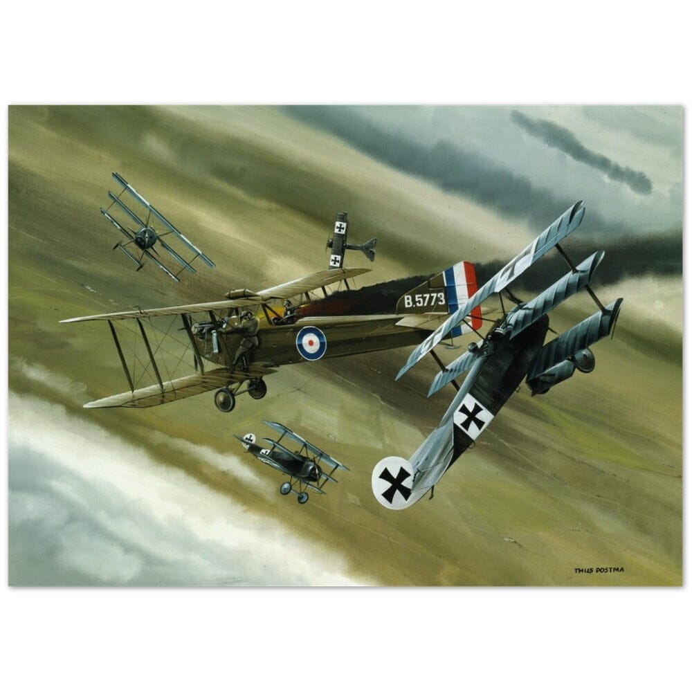 Thijs Postma - Poster - Koolhoven FK.8 On Fire Combating Fokker Dr.I’s Poster Only TP Aviation Art 50x70 cm / 20x28″ 