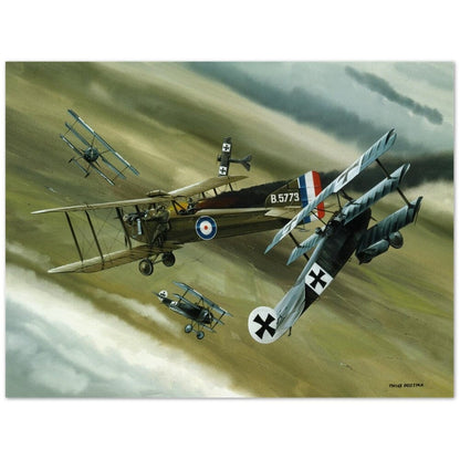Thijs Postma - Poster - Koolhoven FK.8 On Fire Combating Fokker Dr.I’s Poster Only TP Aviation Art 60x80 cm / 24x32″ 