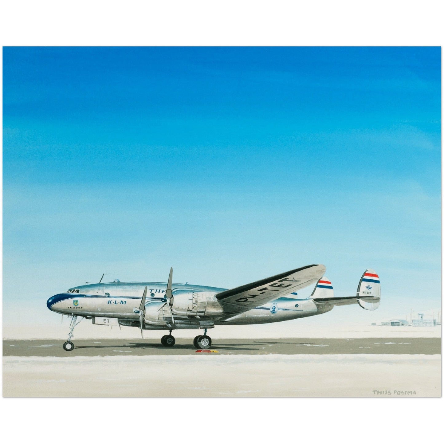 Thijs Postma - Poster - Lockheed Constellation PH-TET Parked Poster Only TP Aviation Art 40x50 cm / 16x20″ 