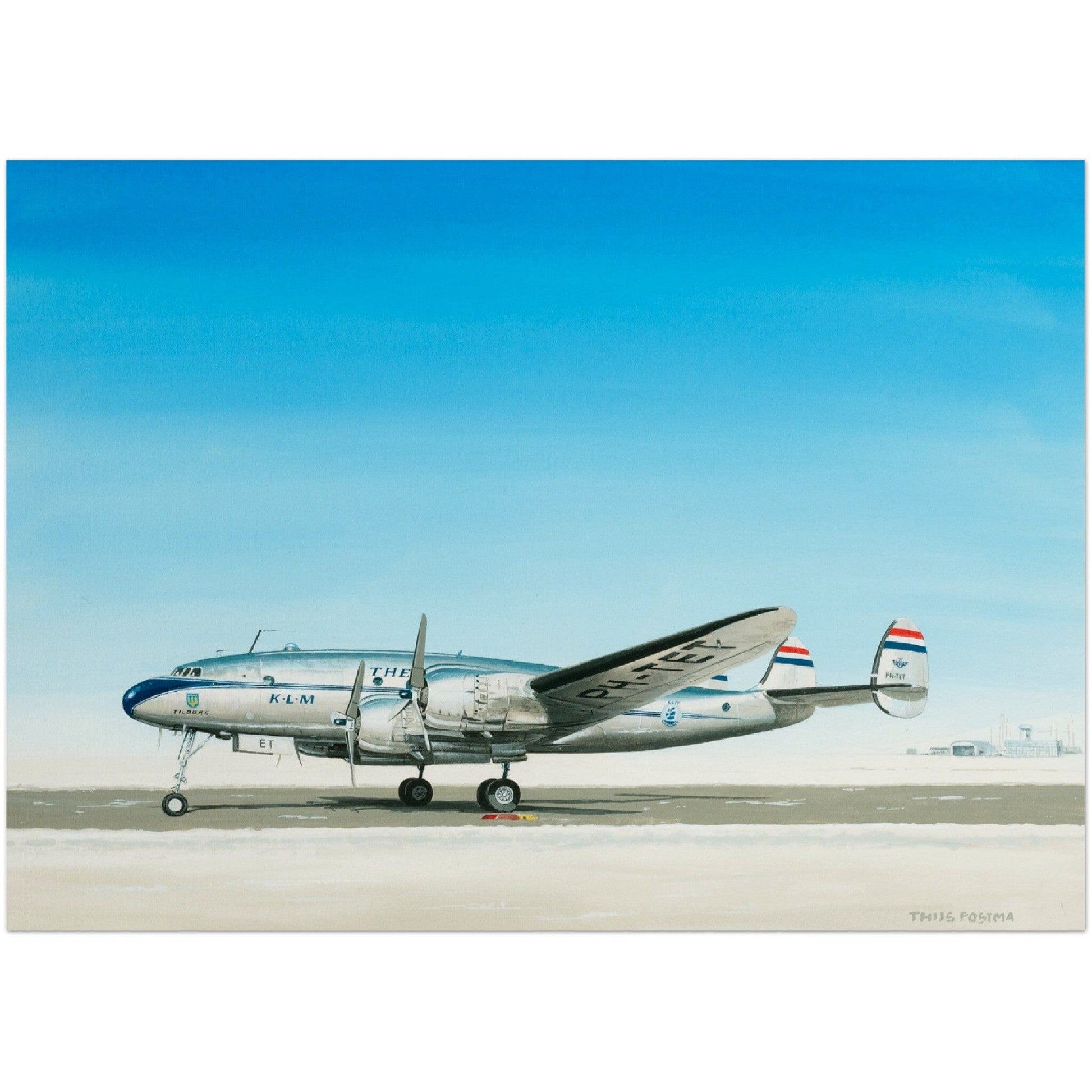 Thijs Postma - Poster - Lockheed Constellation PH-TET Parked Poster Only TP Aviation Art 50x70 cm / 20x28″ 