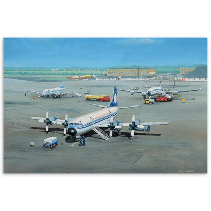 Thijs Postma - Poster - Lockheed Electra II At Schiphol With Viscount And Super Constellation Poster Only TP Aviation Art 40x60 cm / 16x24″ 