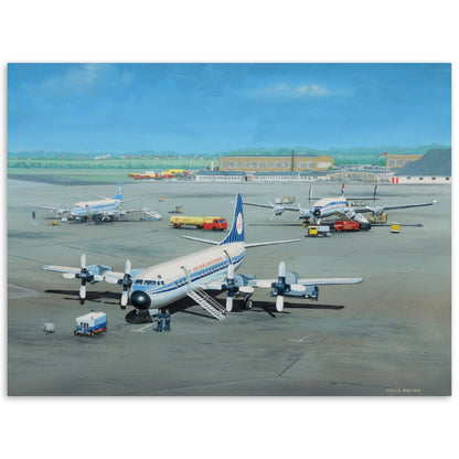 Thijs Postma - Poster - Lockheed Electra II At Schiphol With Viscount And Super Constellation Poster Only TP Aviation Art 45x60 cm / 18x24″ 