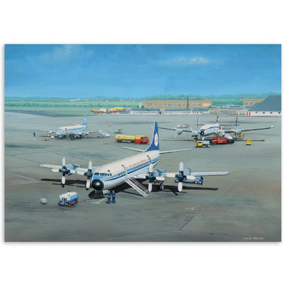 Thijs Postma - Poster - Lockheed Electra II At Schiphol With Viscount And Super Constellation Poster Only TP Aviation Art 50x70 cm / 20x28″ 