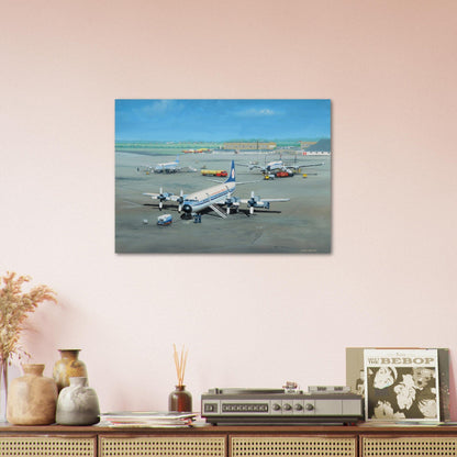Thijs Postma - Poster - Lockheed Electra II At Schiphol With Viscount And Super Constellation Poster Only TP Aviation Art 