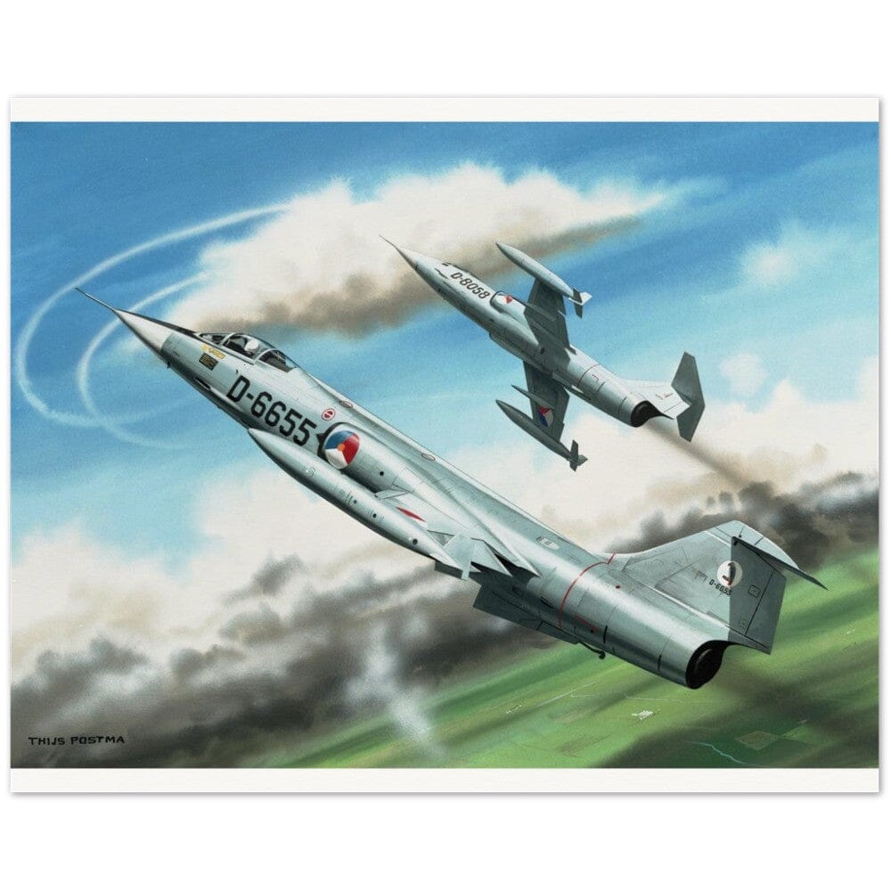 Thijs Postma - Poster - Lockheed F-104G Starfighters D-6655 And D-8058 Poster Only TP Aviation Art 40x50 cm / 16x20″ 
