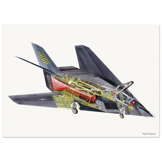 Thijs Postma - Poster - Lockheed F-117 Nighthawk Cutaway Poster Only TP Aviation Art 50x70 cm / 20x28″ 