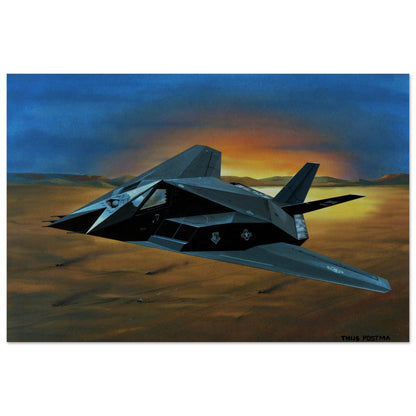 Thijs Postma - Poster - Lockheed F-117 Nighthawk Over Desert Poster Only TP Aviation Art 40x60 cm / 16x24″ 