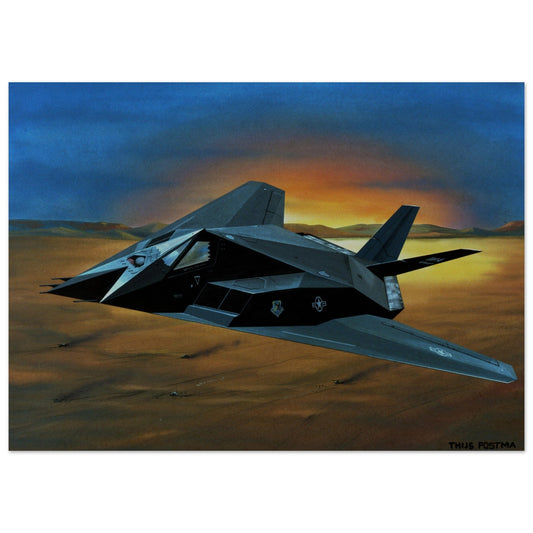 Thijs Postma - Poster - Lockheed F-117 Nighthawk Over Desert Poster Only TP Aviation Art 50x70 cm / 20x28″ 