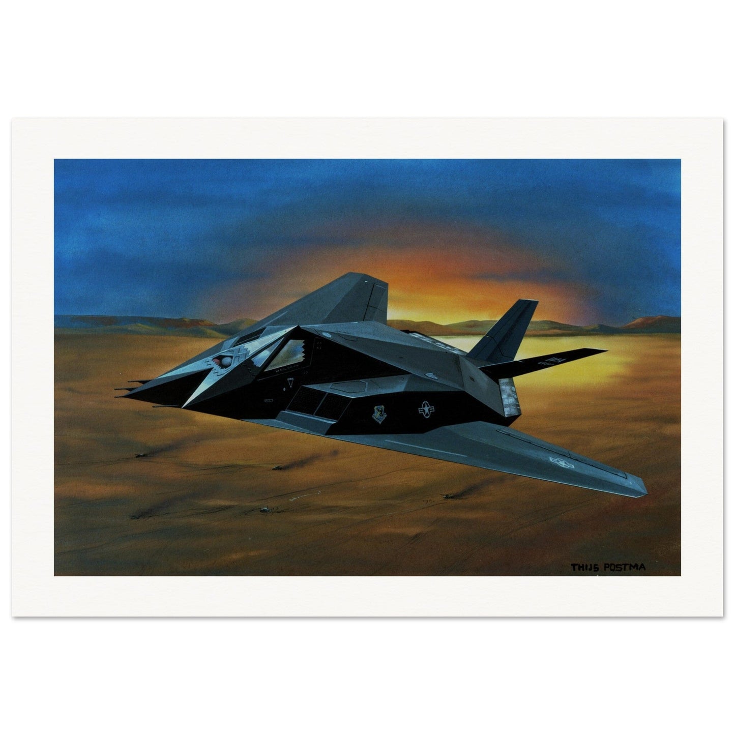 Thijs Postma - Poster - Lockheed F-117 Nighthawk Over Desert Poster Only TP Aviation Art 70x100 cm / 28x40″ 