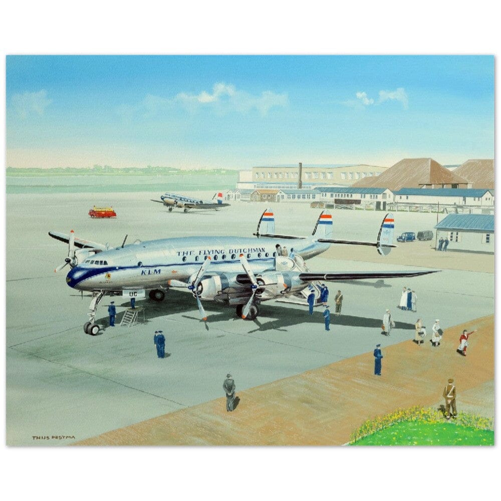 Thijs Postma - Poster - Lockheed L-049 Constellation Curaçao KLM Schiphol Poster Only TP Aviation Art 40x50 cm / 16x20″ 