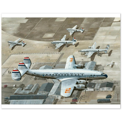 Thijs Postma - Poster - Lockheed L-049 Constellation PH-TAU Low Pass Schiphol 1947 Poster Only TP Aviation Art 40x50 cm / 16x20″ 