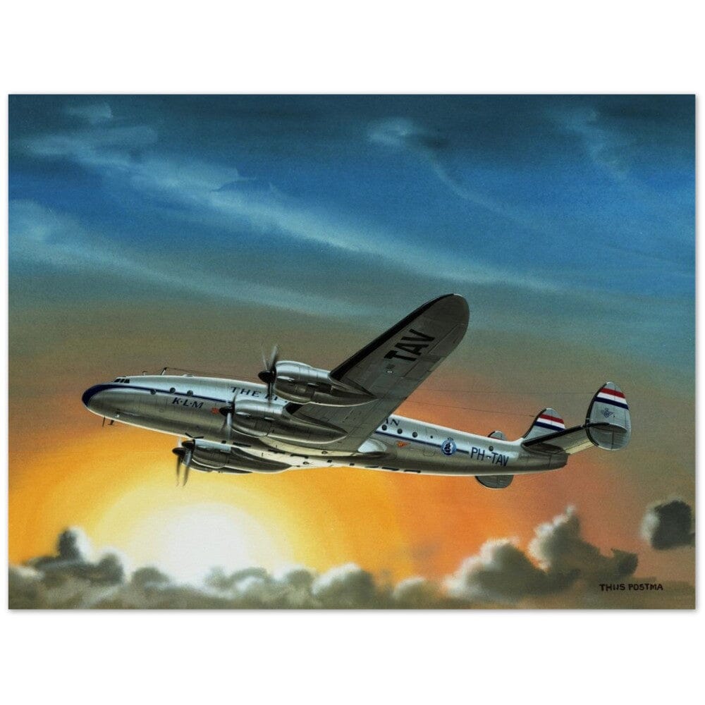 Thijs Postma - Poster - Lockheed L-049 Constellation PH-TAV Seeing The Sun Poster Only TP Aviation Art 45x60 cm / 18x24″ 