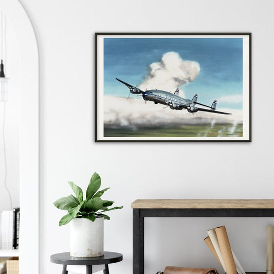 Thijs Postma - Poster - Lockheed L-049 PH-TAV Venlo Flying - Metal Frame Poster - Metal Frame TP Aviation Art 