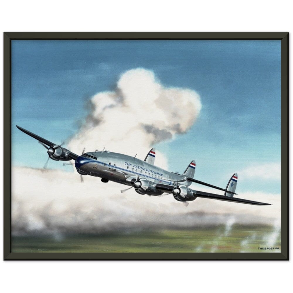 Thijs Postma - Poster - Lockheed L-049 PH-TAV Venlo Flying - Metal Frame Poster - Metal Frame TP Aviation Art 40x50 cm / 16x20″ Black 